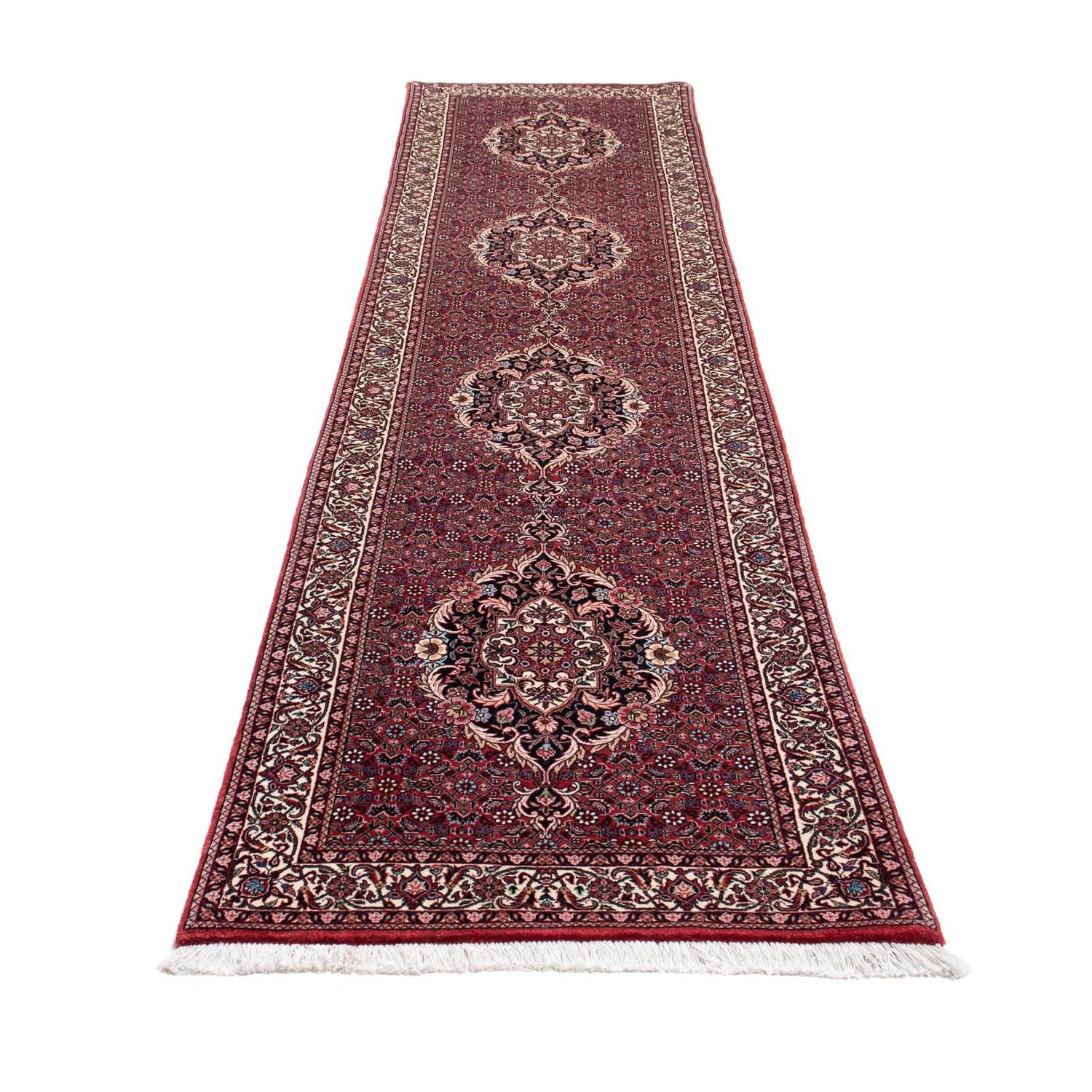 Alfombra de pasillo Alfombra persa - Bidjar - 363 x 83 cm - rojo oscuro