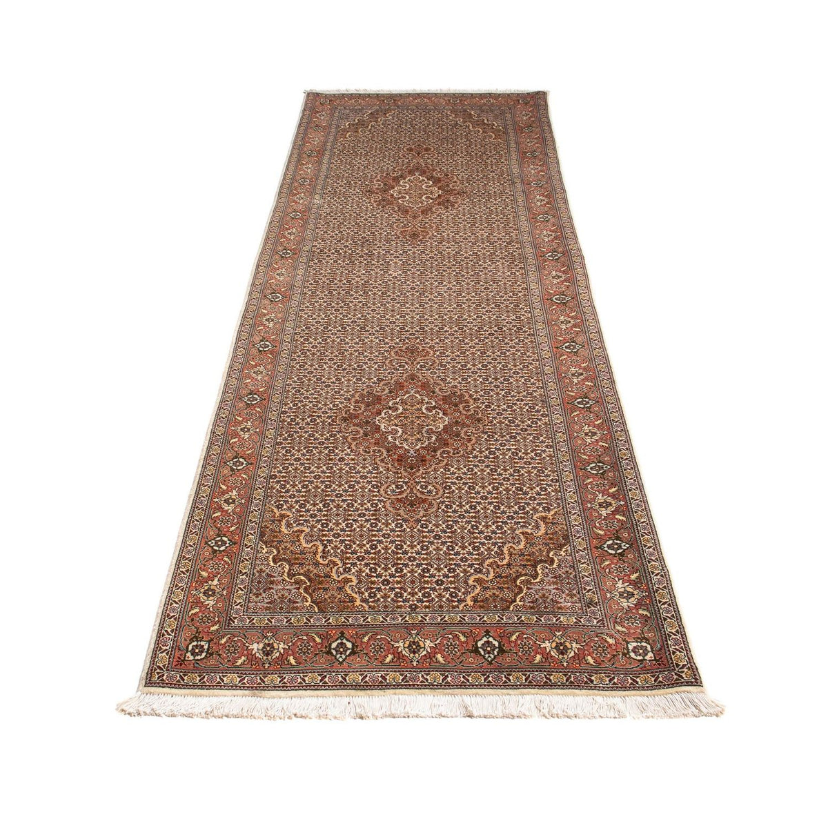 Alfombra de pasillo Alfombra persa - Tabriz - 302 x 85 cm - marrón claro