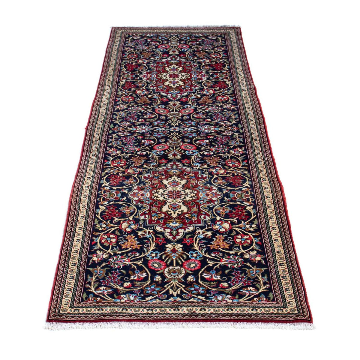 Alfombra de pasillo Alfombra persa - Ghom - 197 x 70 cm - azul oscuro