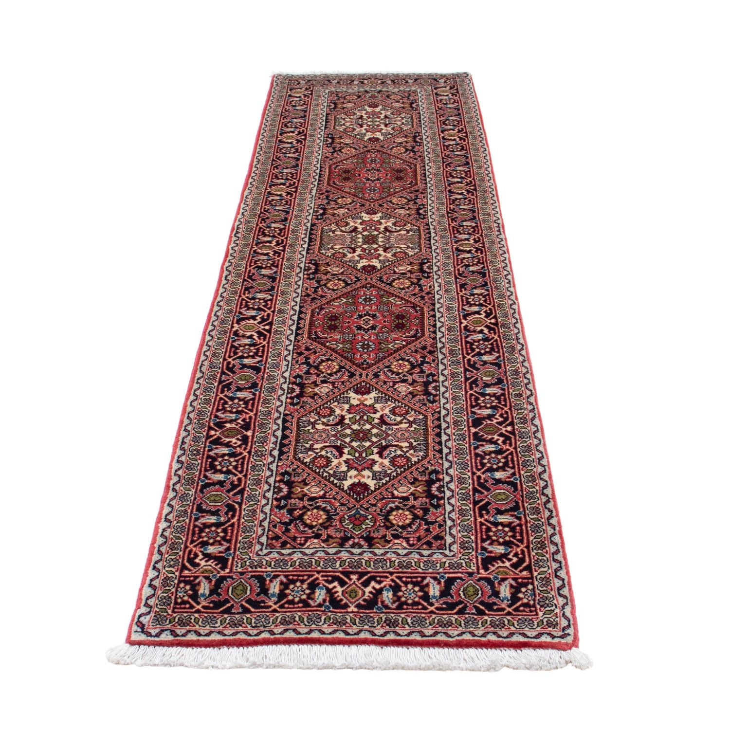 Alfombra de pasillo Alfombra persa - Bidjar - 257 x 82 cm - rojo claro
