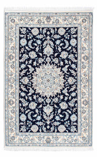 Alfombra Persa - Nain - Real - 150 x 98 cm - azul oscuro
