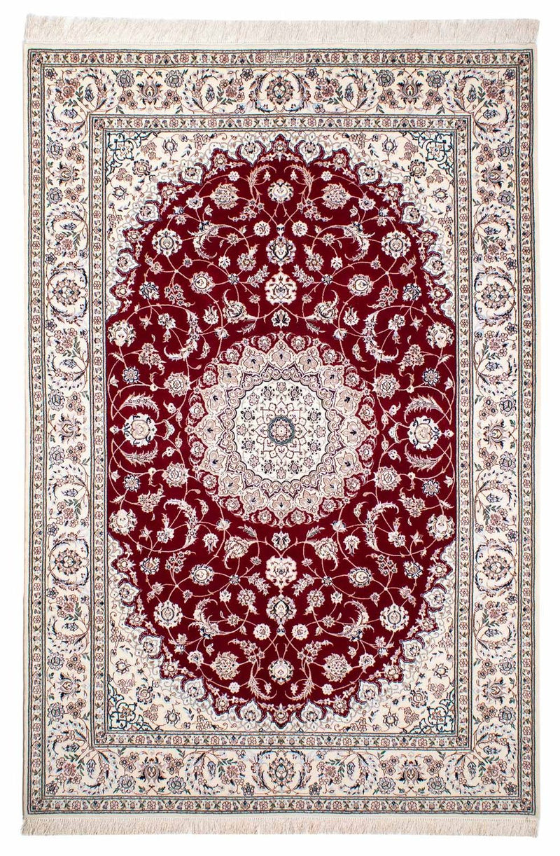 Alfombra Persa - Nain - Prima - 227 x 153 cm - rojo oscuro