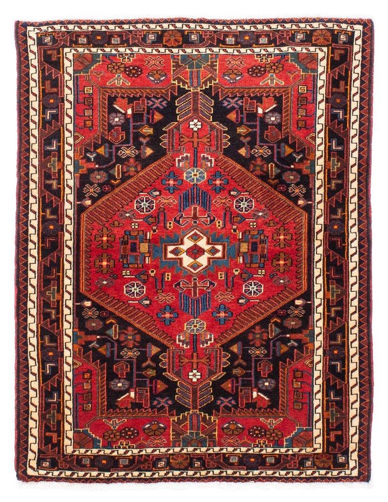 Alfombra persa - Nómada - 150 x 116 cm - rojo oscuro