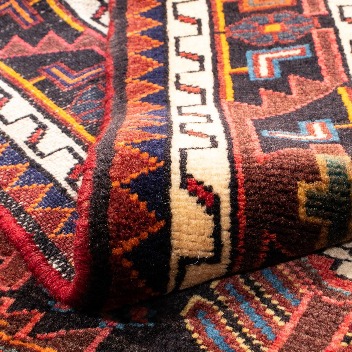 Alfombra persa - Nómada - 150 x 116 cm - rojo oscuro