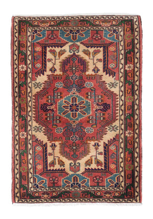 Alfombra persa - Nómada - 130 x 92 cm - rojo claro
