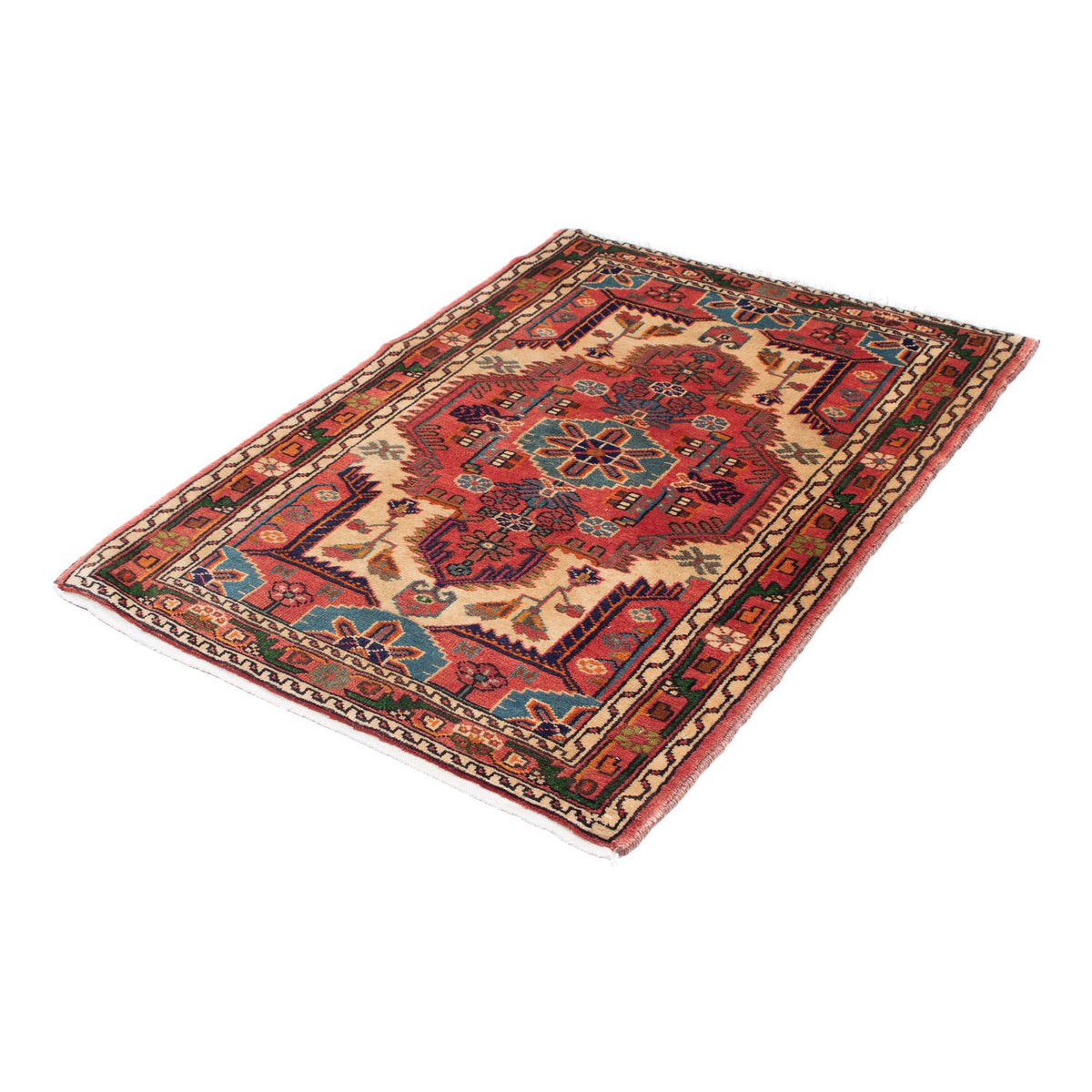 Alfombra persa - Nómada - 130 x 92 cm - rojo claro