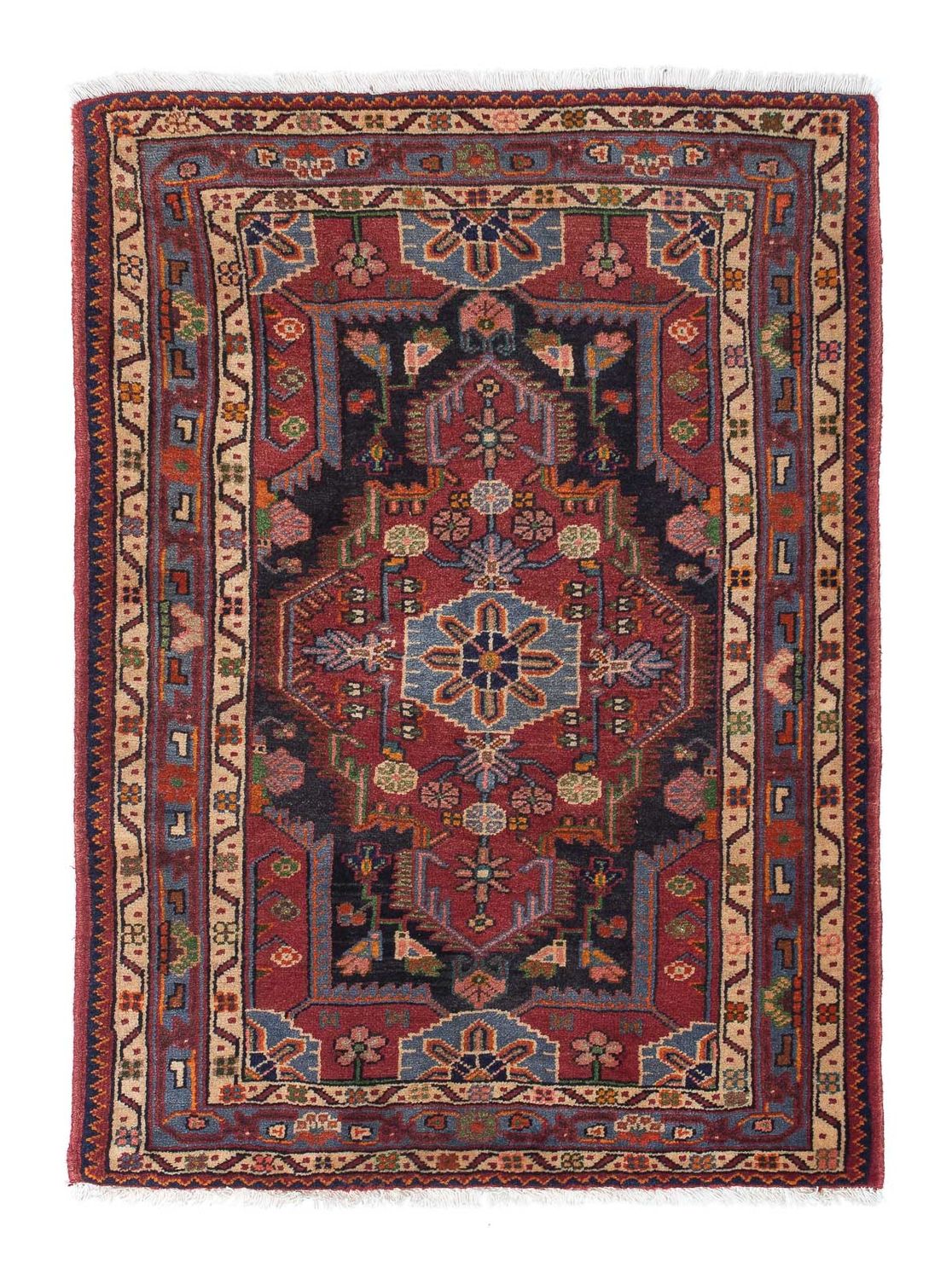Alfombra persa - Nómada - 126 x 88 cm - rojo claro