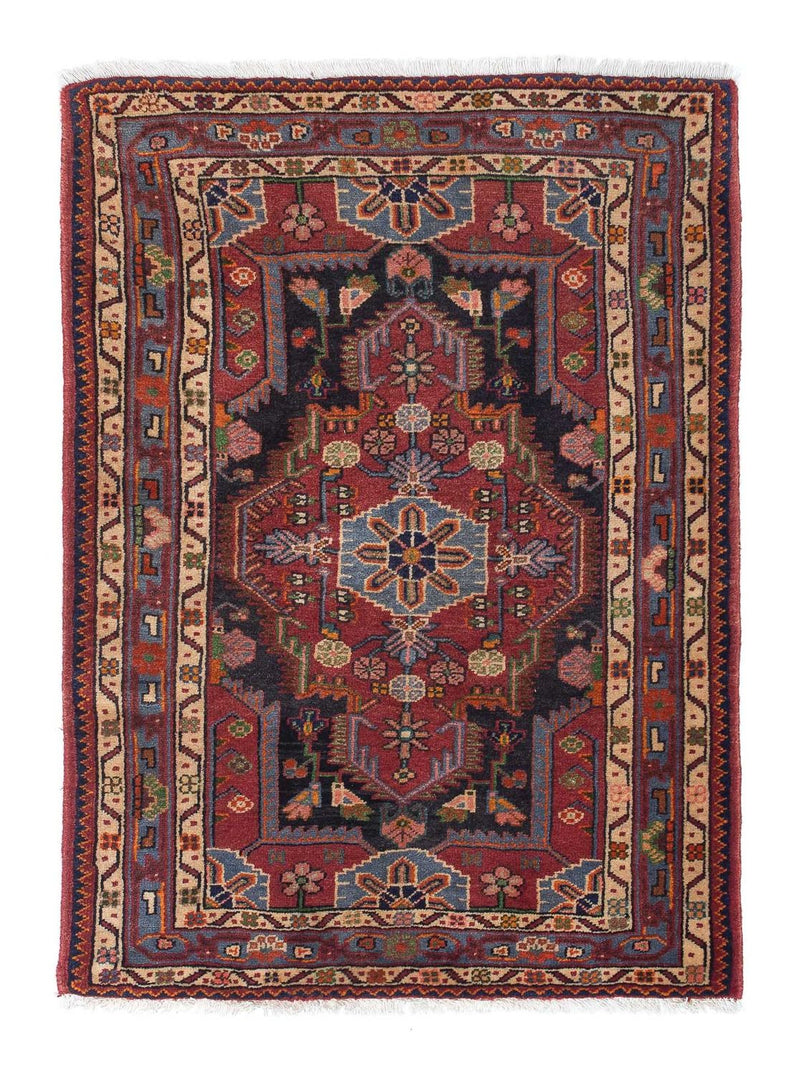 Alfombra persa - Nómada - 126 x 88 cm - rojo claro