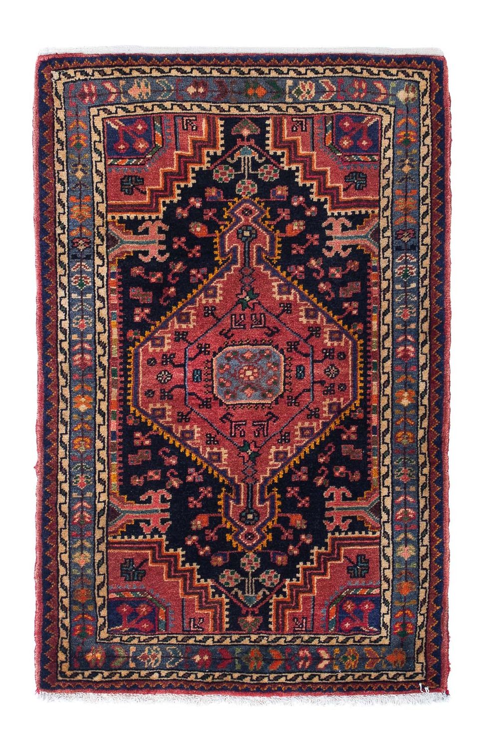 Alfombra persa - Nómada - 128 x 86 cm - azul oscuro