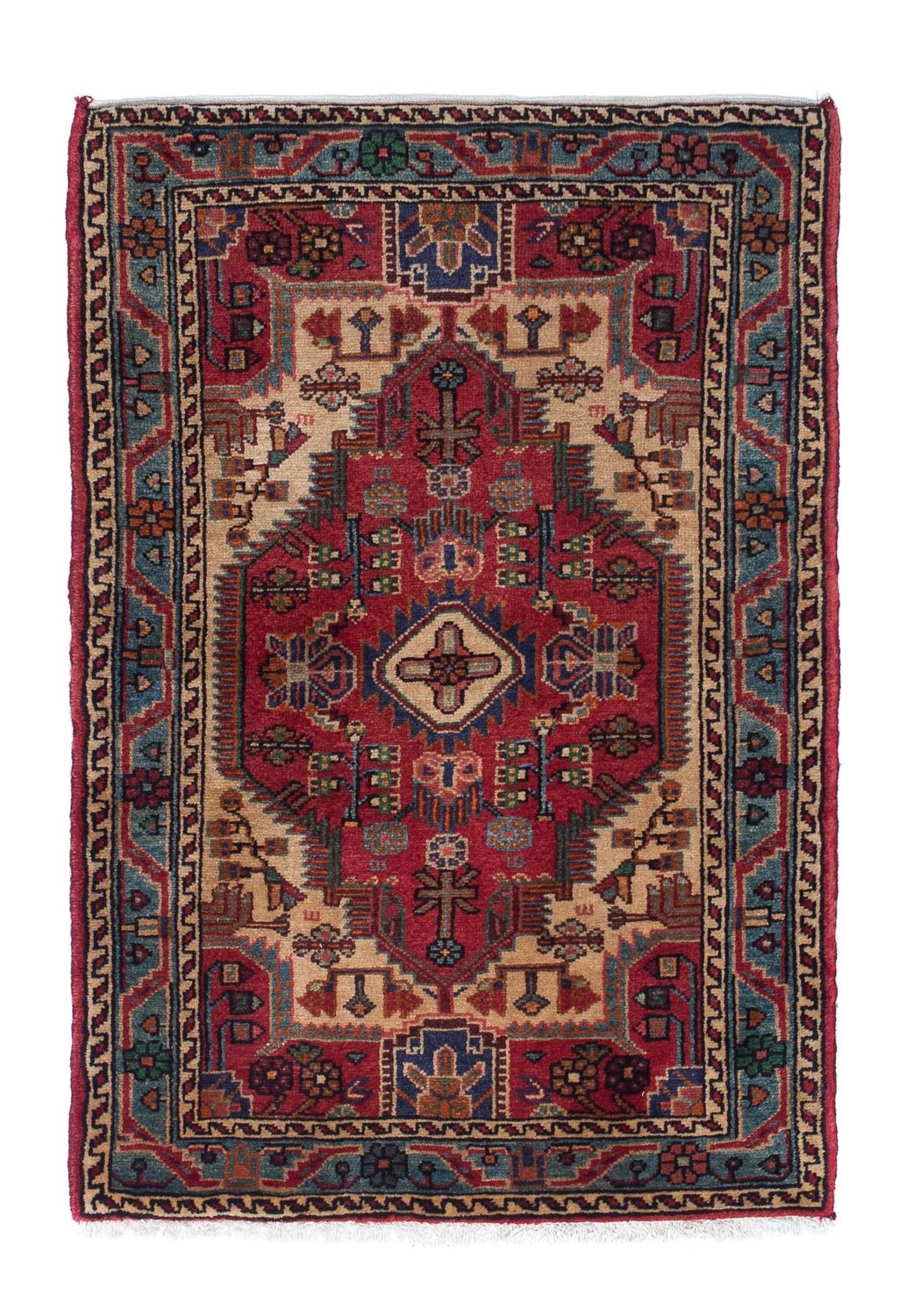 Alfombra persa - Nómada - 125 x 83 cm - rojo oscuro