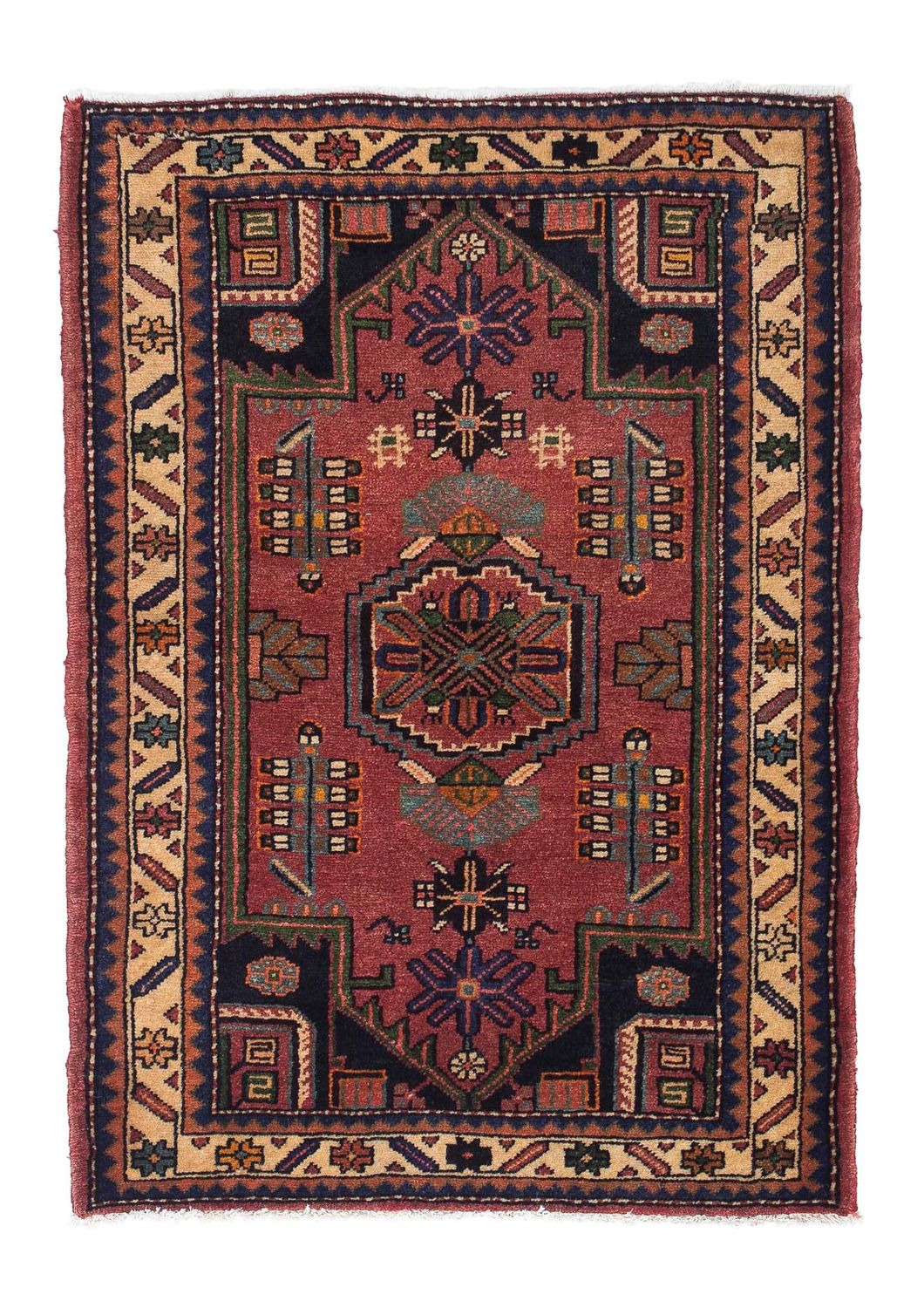 Alfombra persa - Nómada - 120 x 86 cm - rojo oscuro