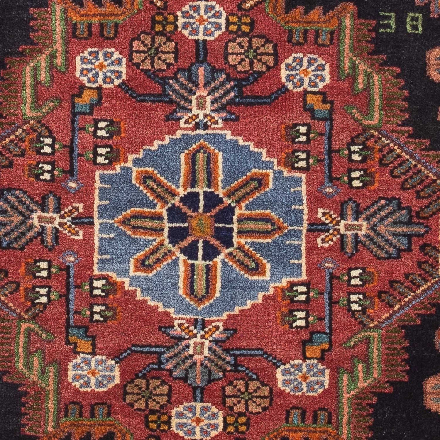 Alfombra persa - Nómada - 126 x 90 cm - rojo oscuro