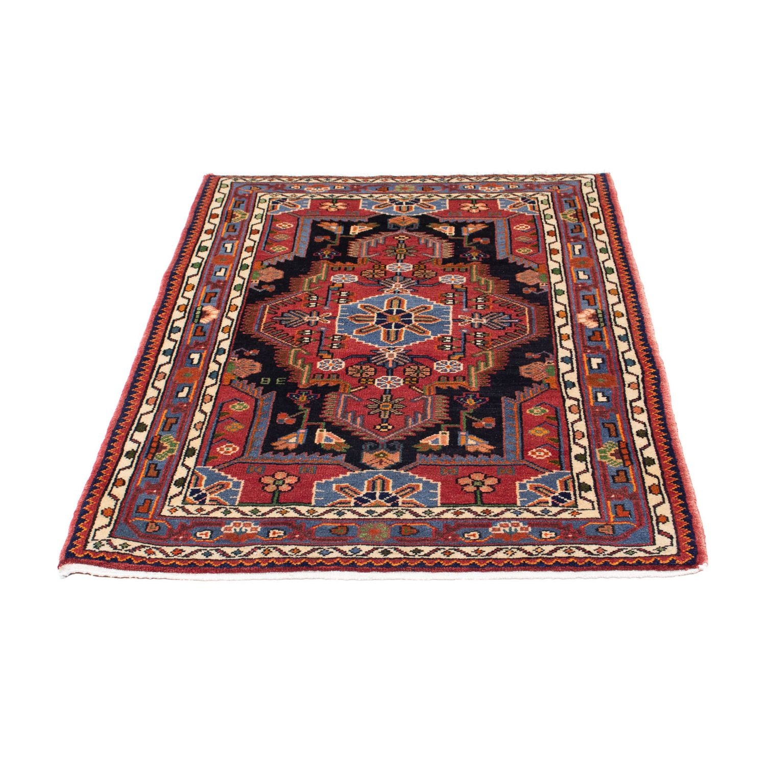 Alfombra persa - Nómada - 126 x 90 cm - rojo oscuro