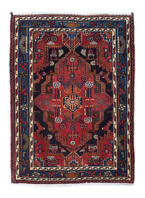 Alfombra persa - Nómada - 125 x 90 cm - rojo oscuro