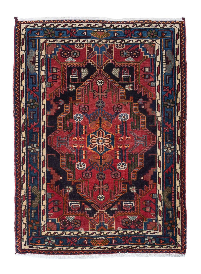 Alfombra persa - Nómada - 125 x 90 cm - rojo oscuro