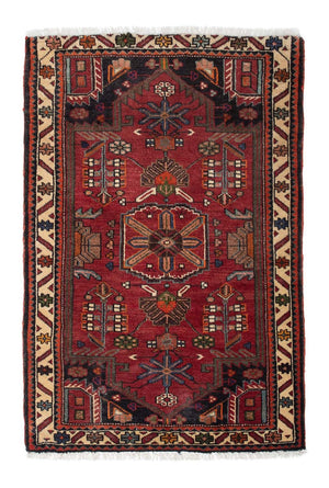 Alfombra persa - Nómada - 128 x 90 cm - rojo oscuro