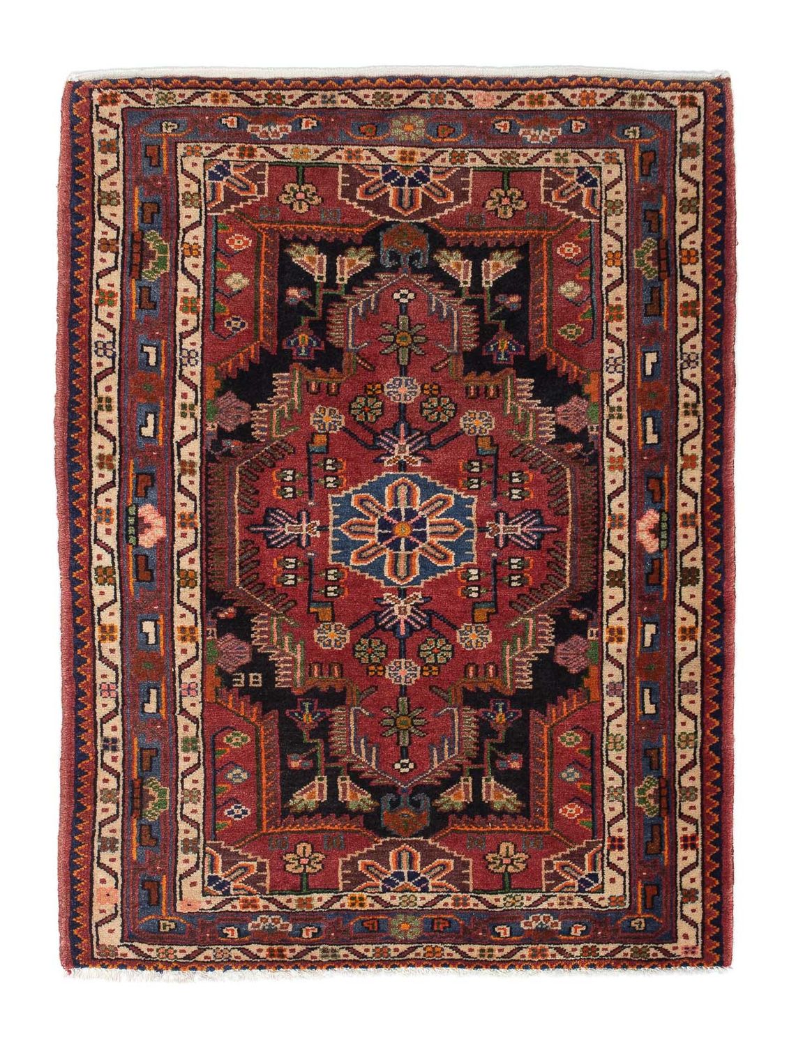 Alfombra persa - Nómada - 127 x 90 cm - rojo oscuro