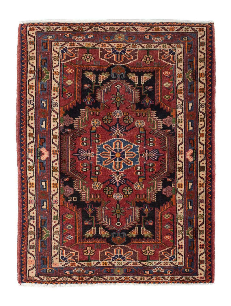 Alfombra persa - Nómada - 127 x 90 cm - rojo oscuro