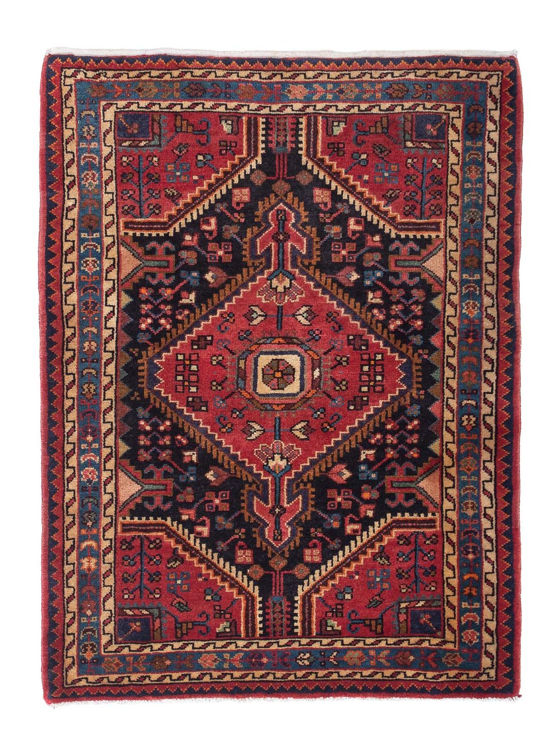 Alfombra persa - Nómada - 127 x 95 cm - azul oscuro