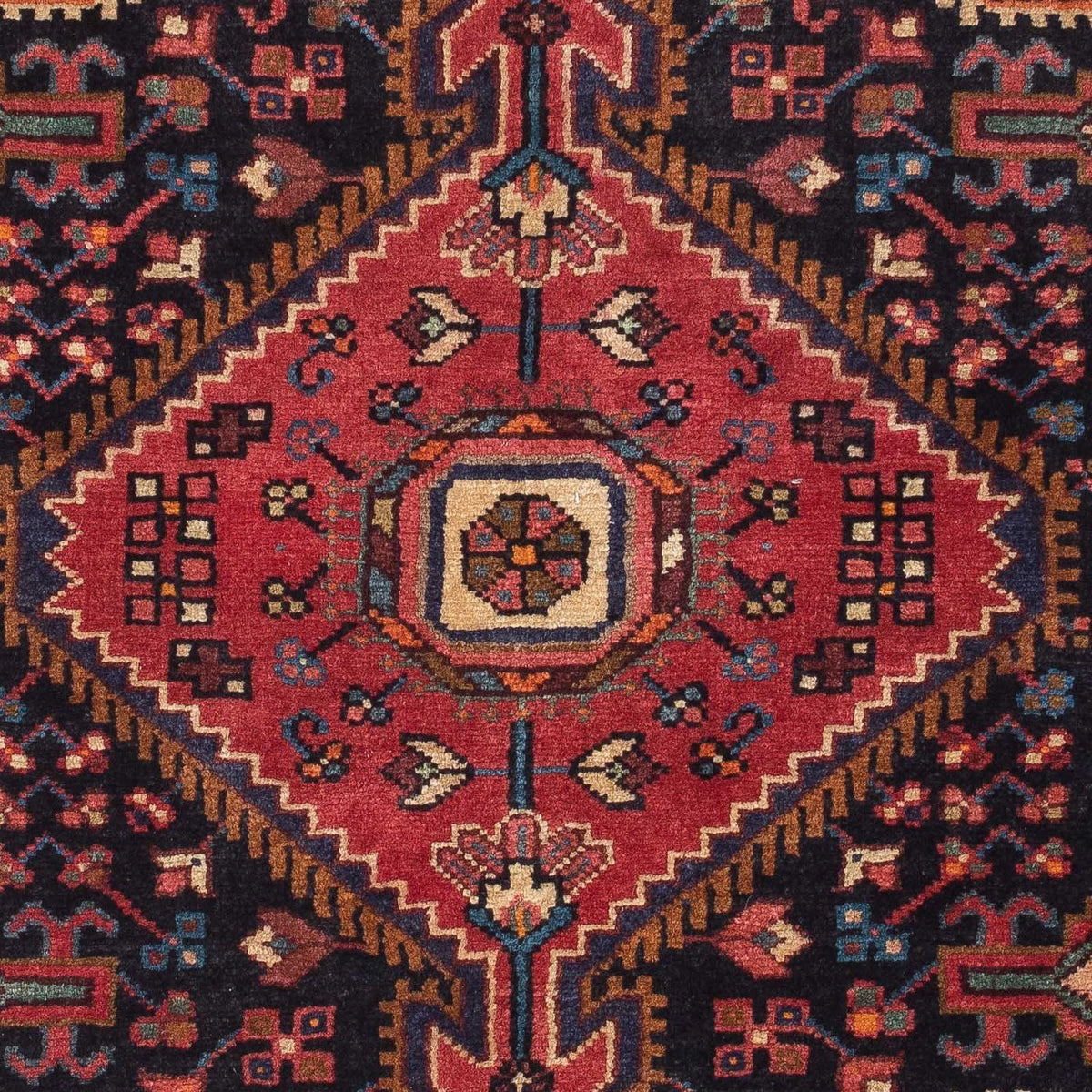 Alfombra persa - Nómada - 127 x 95 cm - azul oscuro