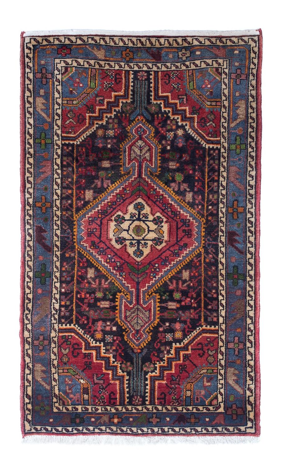 Alfombra persa - Nómada - 136 x 85 cm - azul oscuro