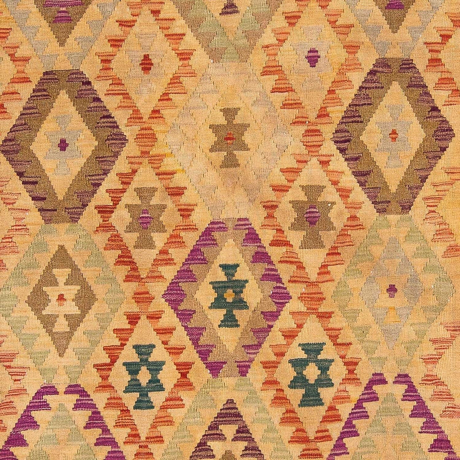 Alfombra Kelim - Splash - 295 x 196 cm - marrón claro