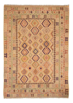 Alfombra Kelim - Splash - 290 x 200 cm - marrón claro