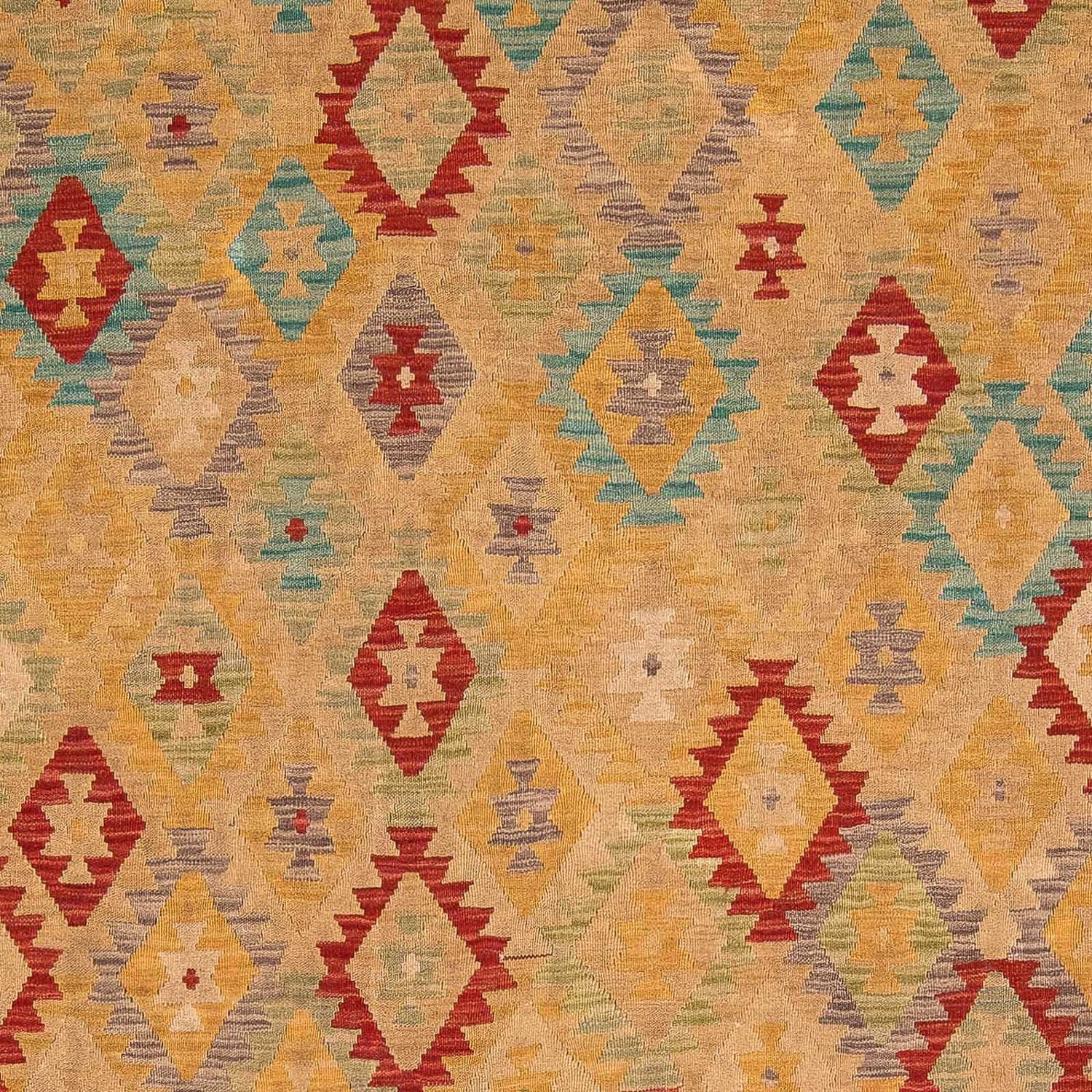 Alfombra Kelim - Splash - 304 x 207 cm - marrón