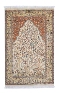 Alfombra de seda - Seda de Cachemira - 124 x 76 cm - beige