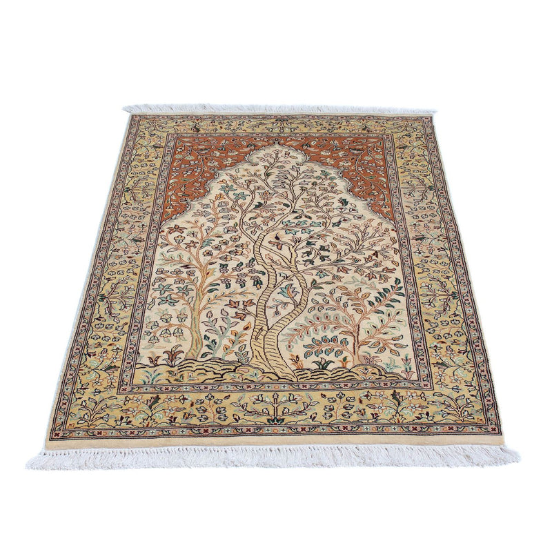 Alfombra de seda - Seda de Cachemira - 124 x 76 cm - beige