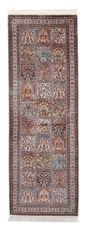 Alfombra de pasillo Alfombra de seda - Seda de Cachemira - 227 x 79 cm - multicolor