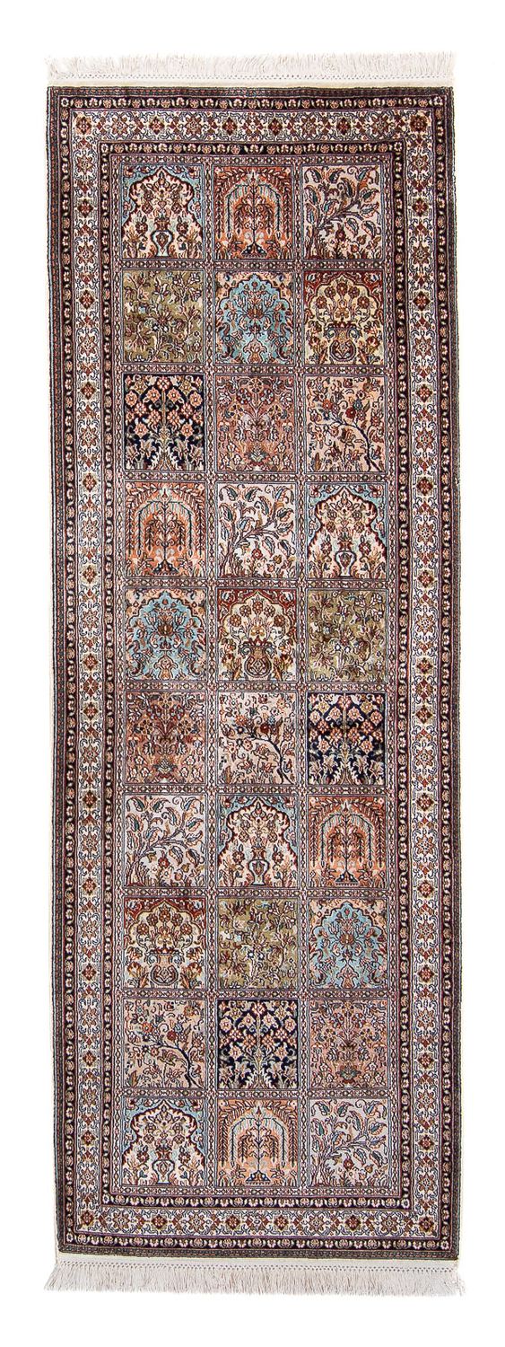 Alfombra de pasillo Alfombra de seda - Seda de Cachemira - 227 x 79 cm - multicolor