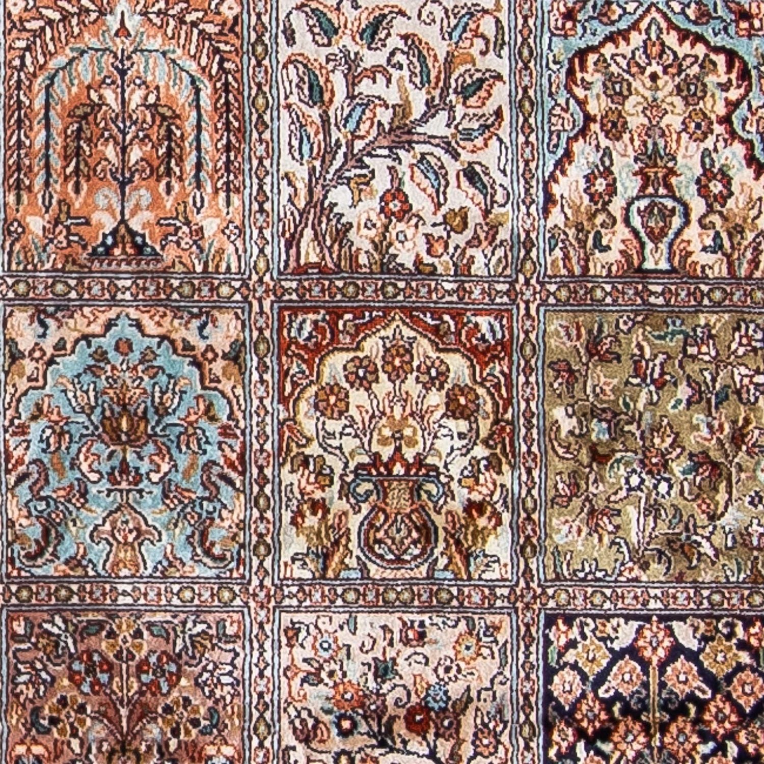 Alfombra de pasillo Alfombra de seda - Seda de Cachemira - 227 x 79 cm - multicolor