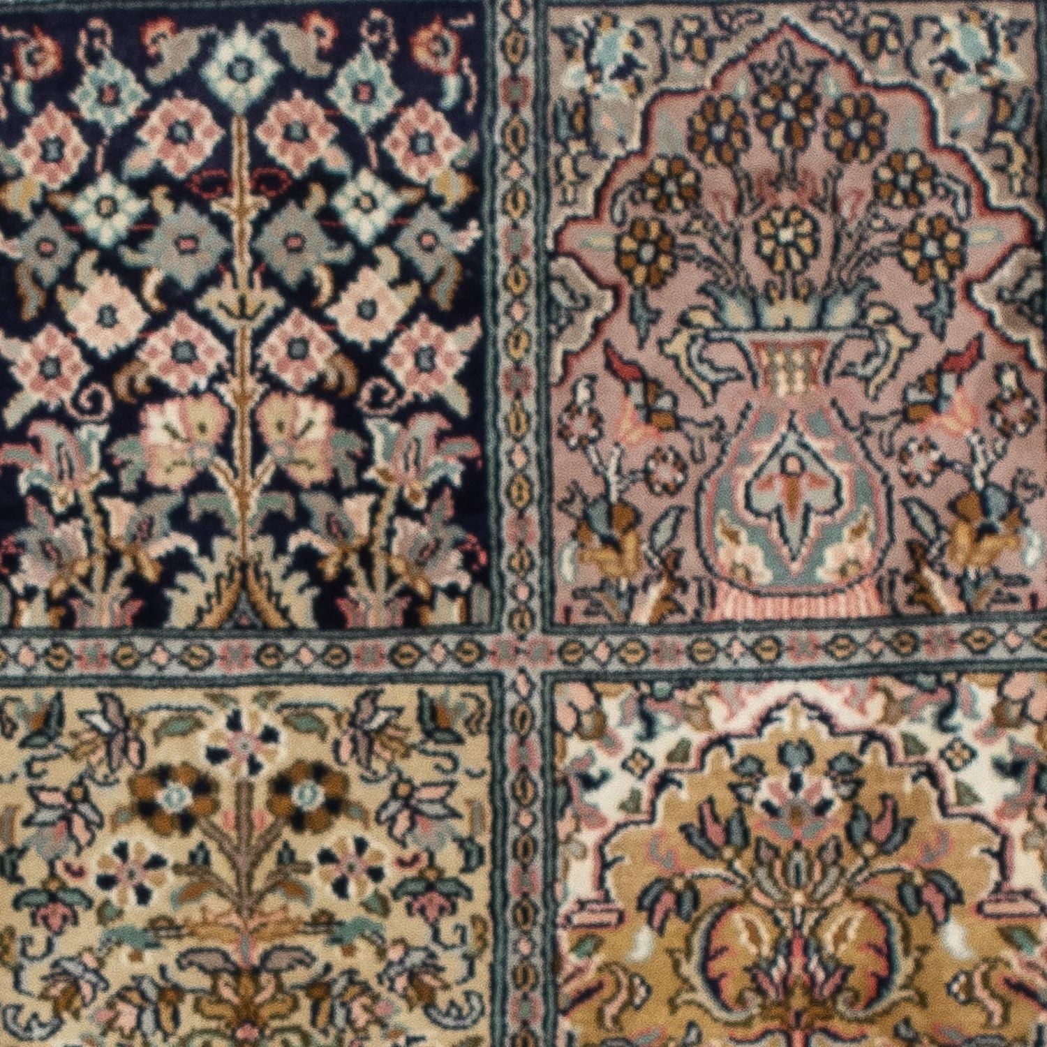 Alfombra de seda - Seda de Cachemira - 95 x 64 cm - multicolor