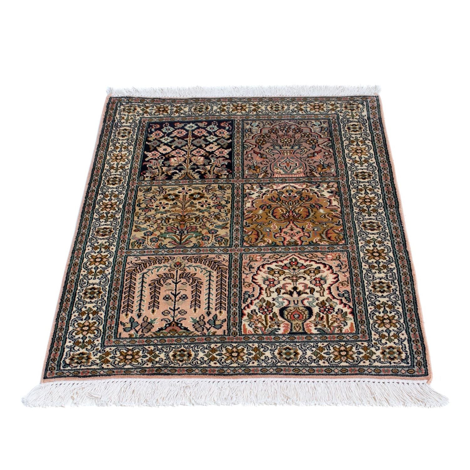 Alfombra de seda - Seda de Cachemira - 95 x 64 cm - multicolor