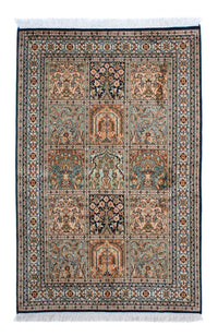 Alfombra de seda - Seda de Cachemira - 150 x 92 cm - multicolor