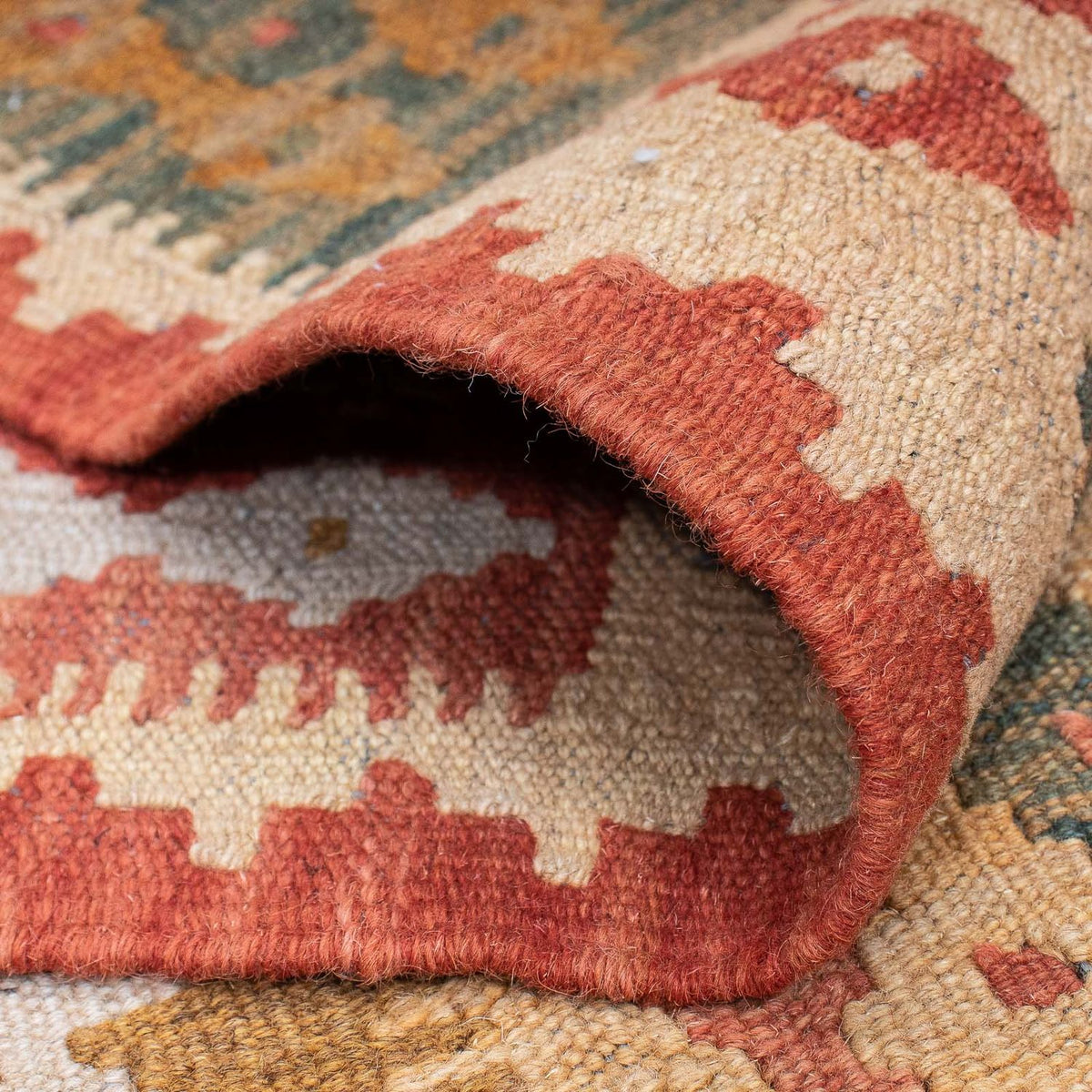 Alfombra de pasillo Alfombra Kelim - Splash - 309 x 93 cm - rojo claro