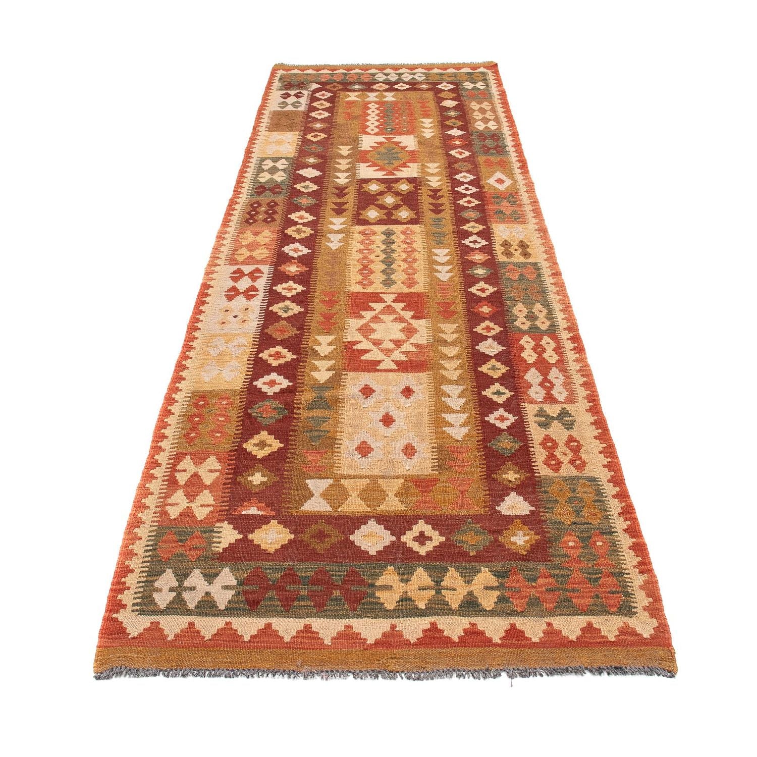 Alfombra de pasillo Alfombra Kelim - Splash - 309 x 93 cm - rojo claro