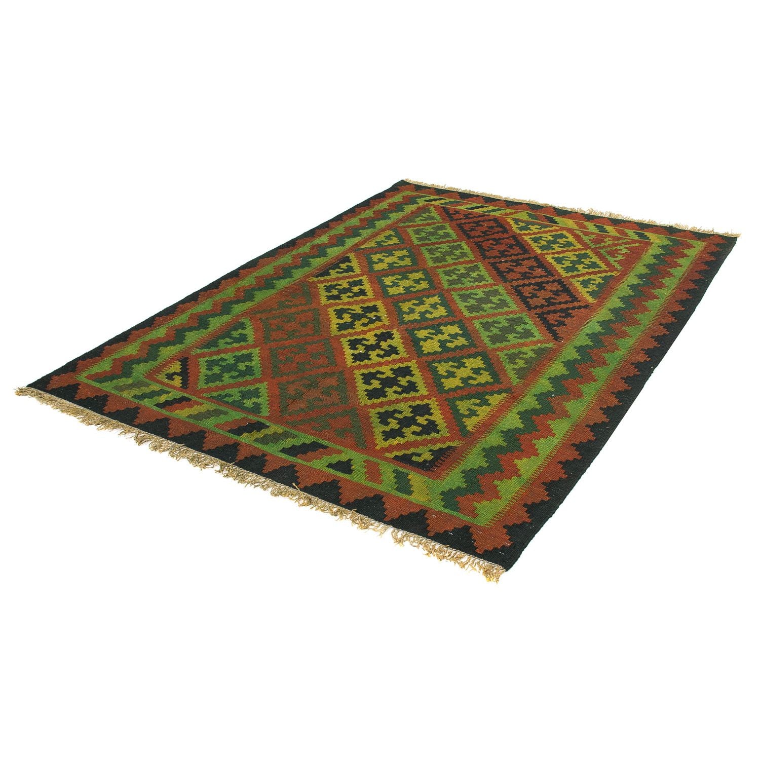 Alfombra Kelim - Oriental - 197 x 148 cm - verde oscuro