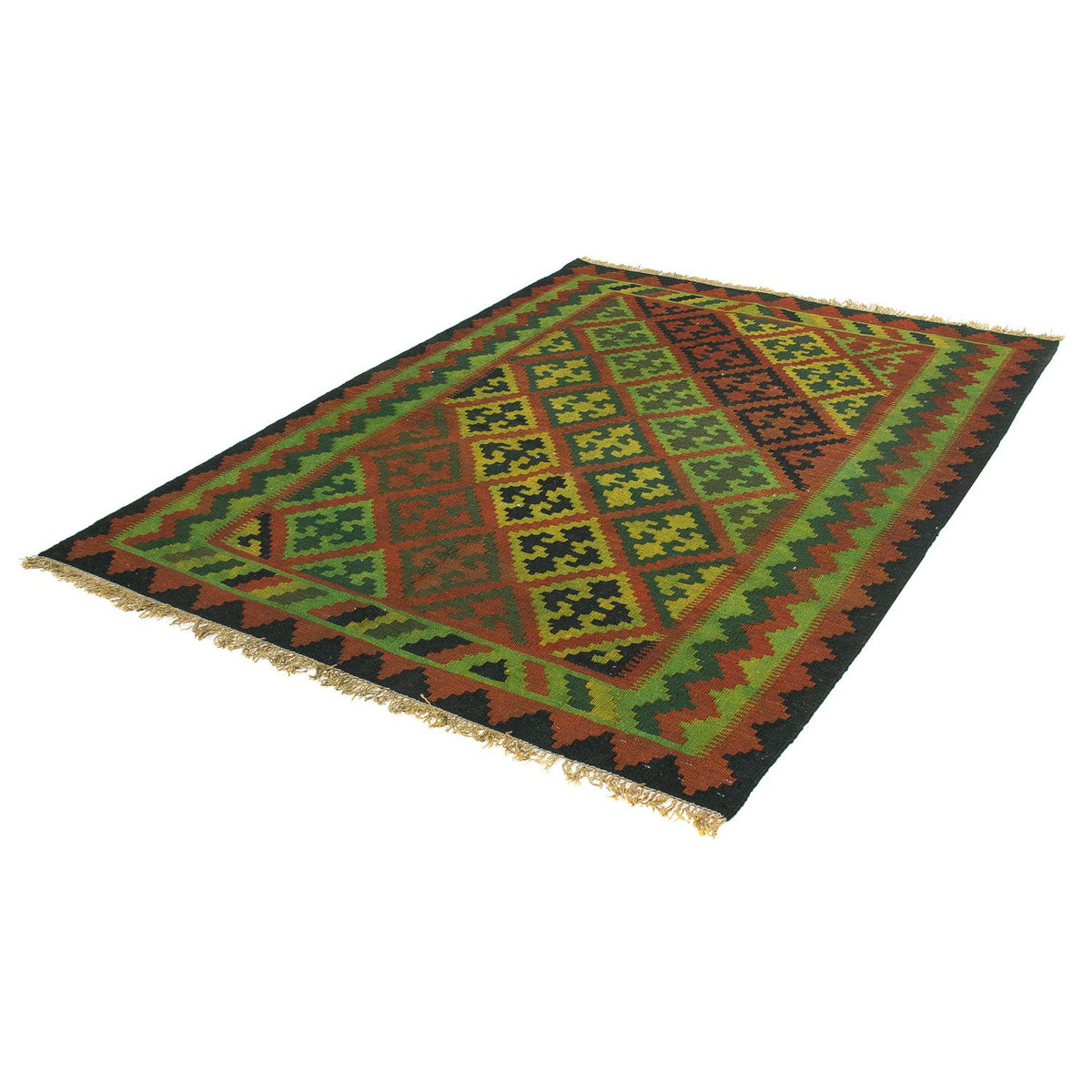 Alfombra Kelim - Oriental - 197 x 148 cm - verde oscuro