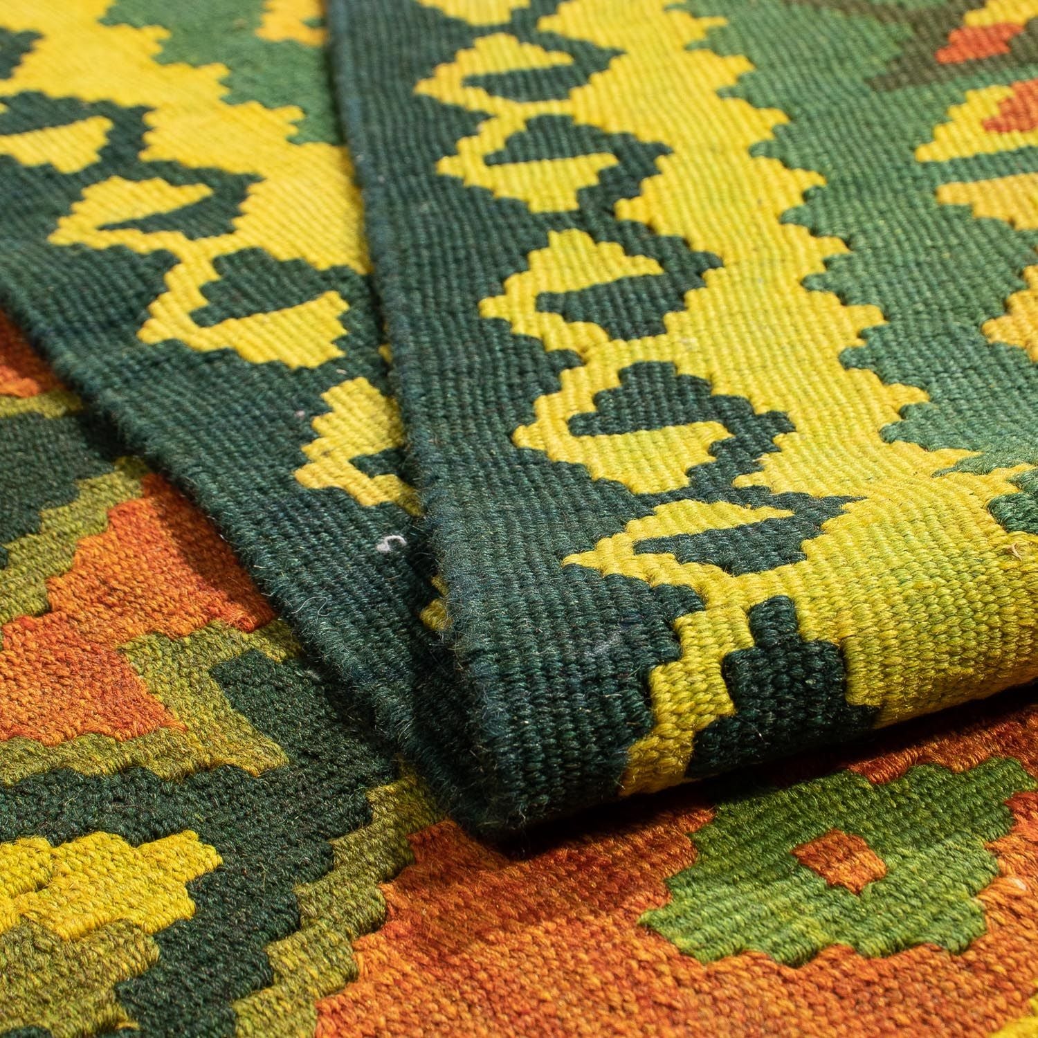 Alfombra Kelim - Oriental - 208 x 150 cm - verde oscuro