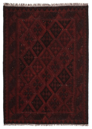 Alfombra Kelim - Oriental - 193 x 145 cm - rojo oscuro