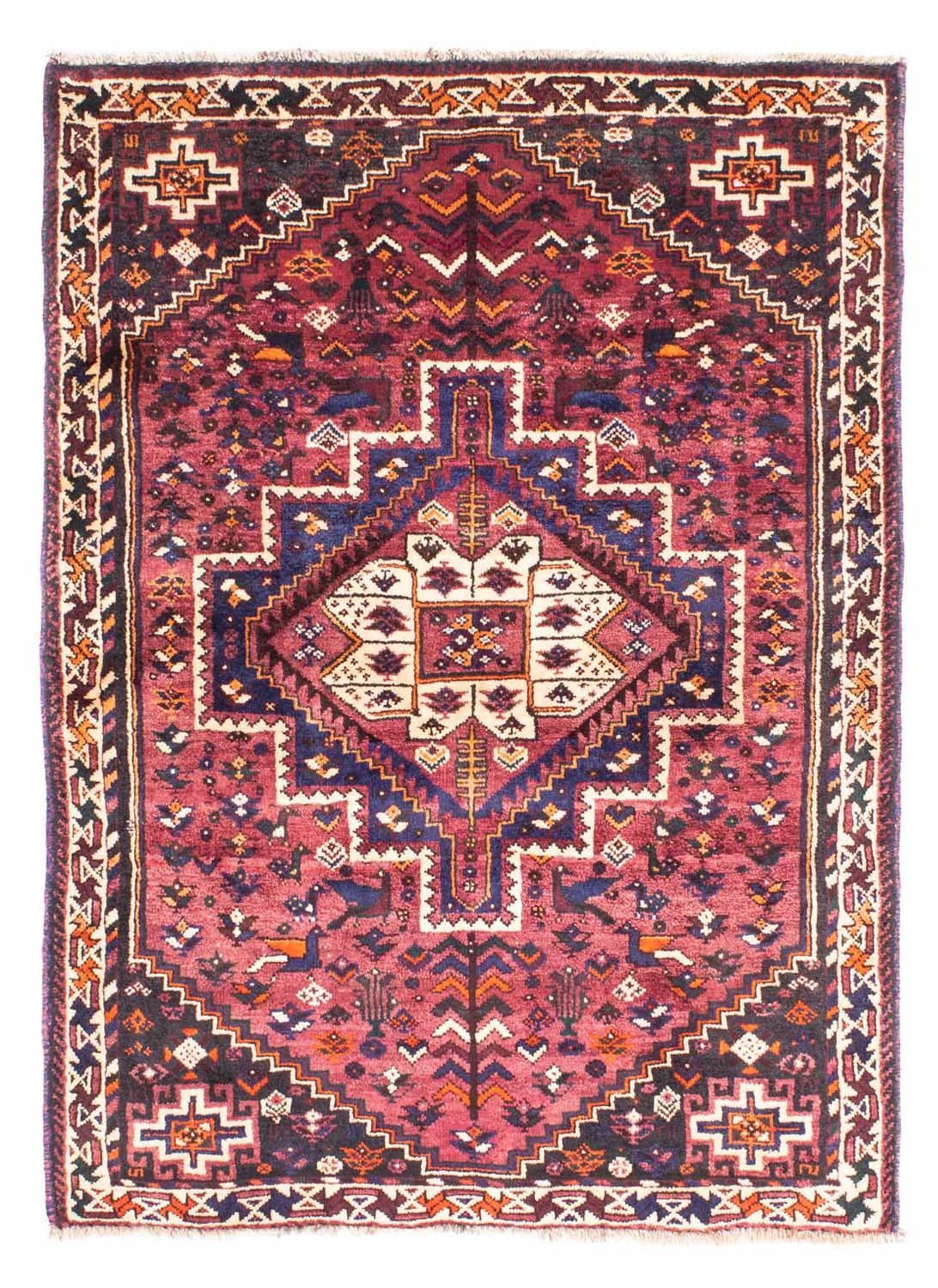Alfombra persa - Nómada - 155 x 110 cm - fucsia