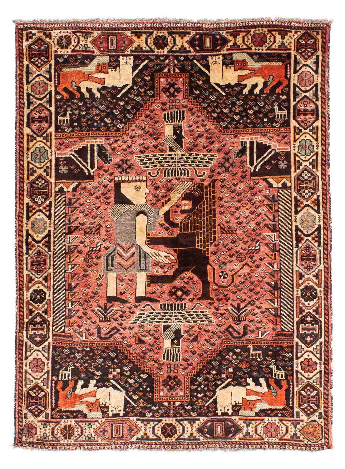 Alfombra persa - Nómada - 192 x 155 cm - rojo claro