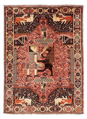 Alfombra persa - Nómada - 192 x 155 cm - rojo claro