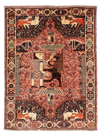Alfombra persa - Nómada - 192 x 155 cm - rojo claro