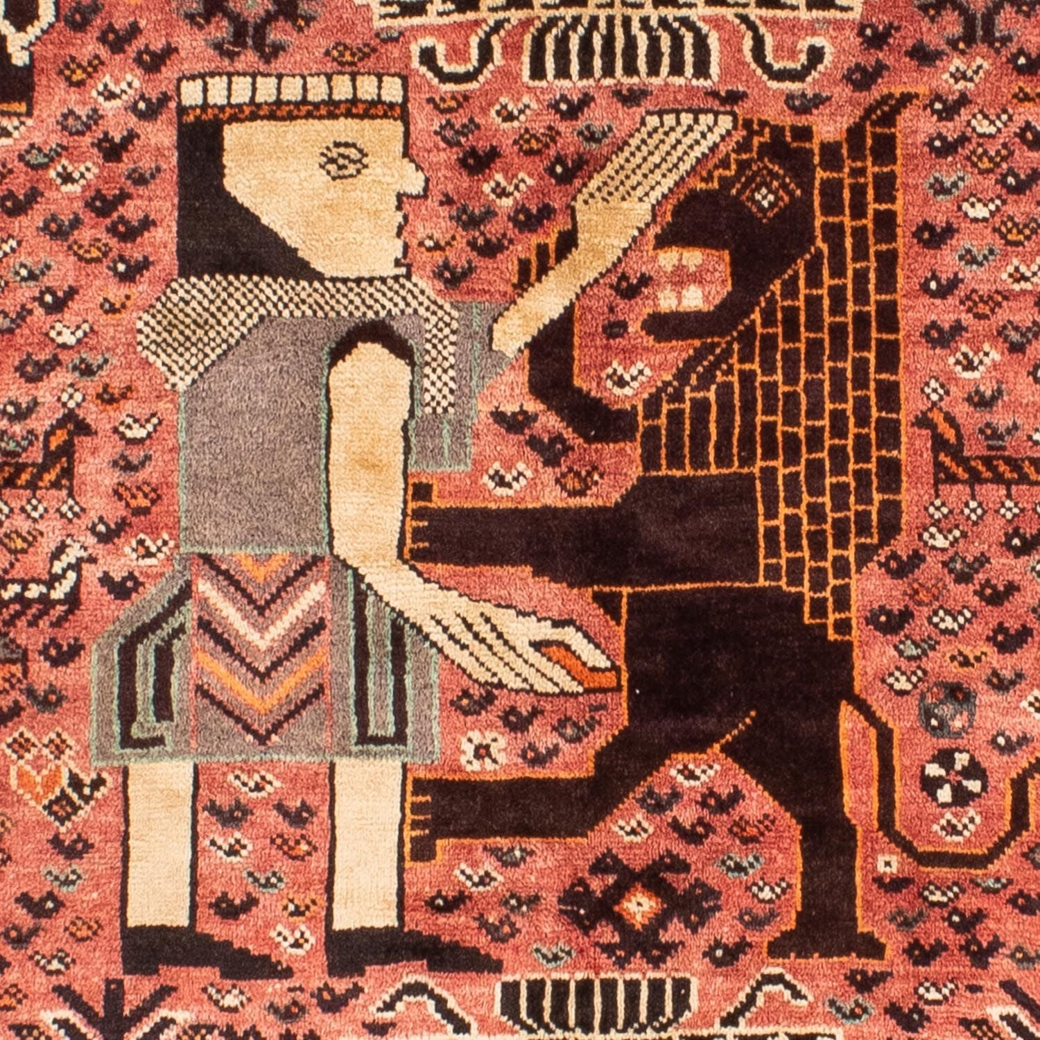 Alfombra persa - Nómada - 192 x 155 cm - rojo claro