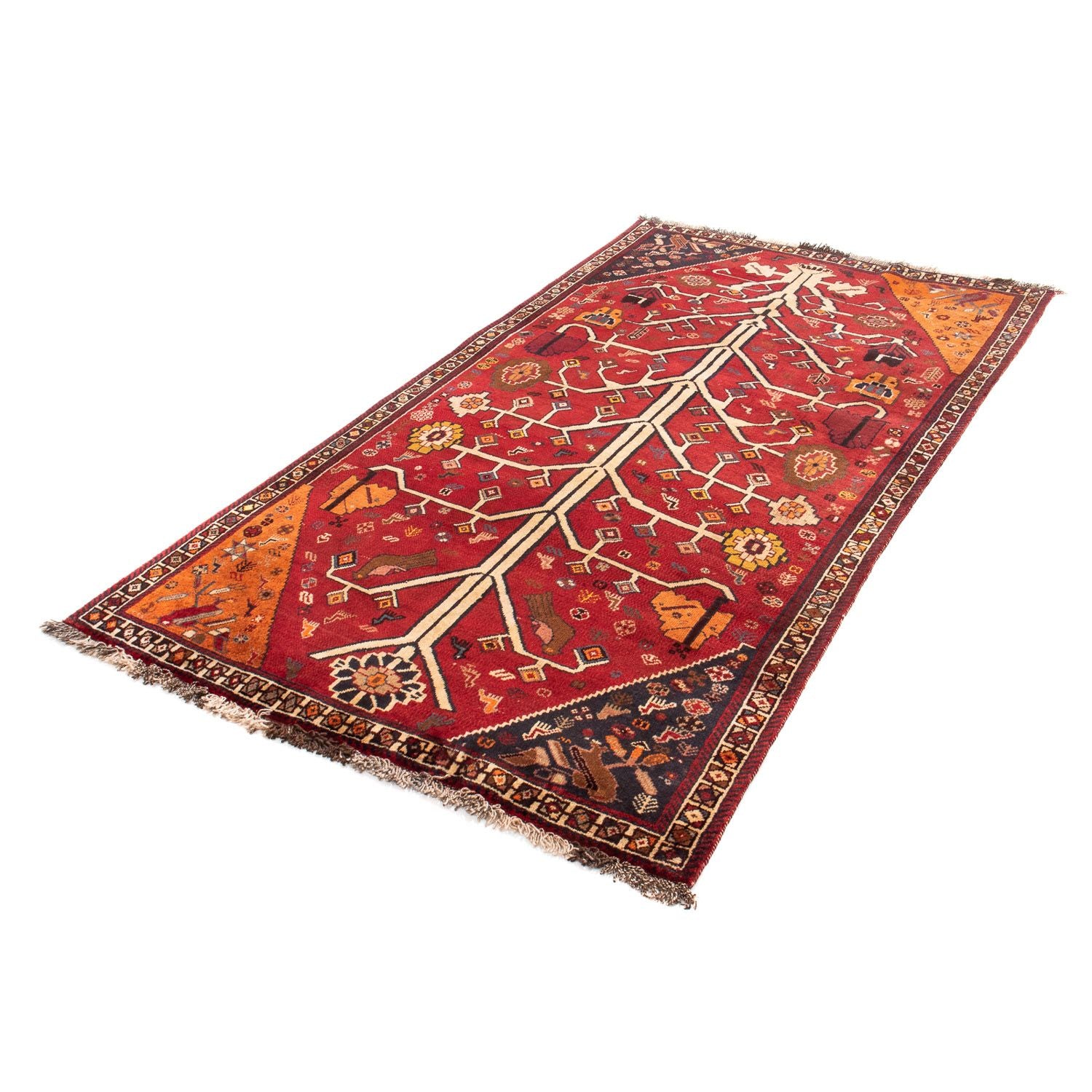 Alfombra persa - Nómada - 208 x 117 cm - rojo oscuro