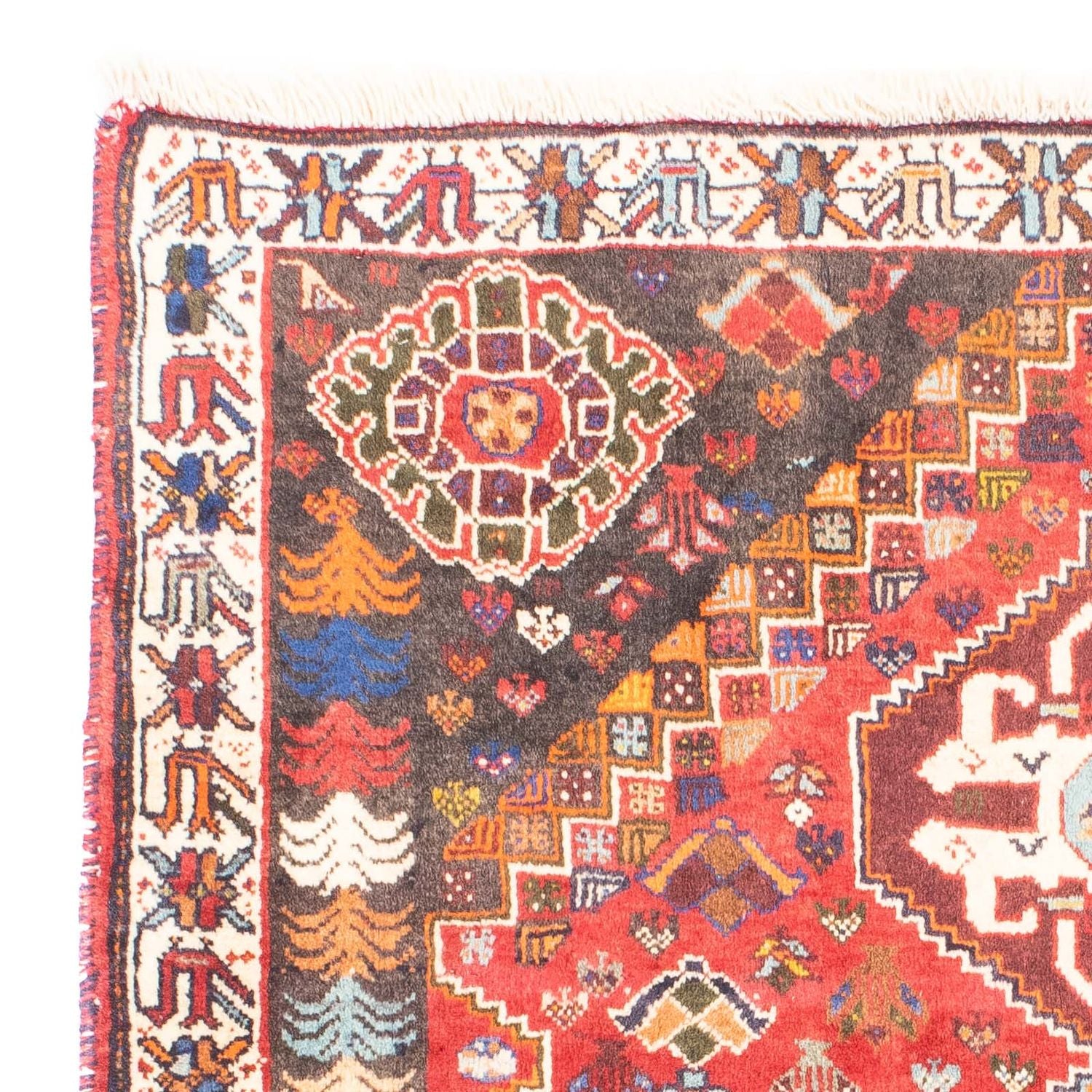 Alfombra persa - Nómada - 150 x 120 cm - rojo oscuro