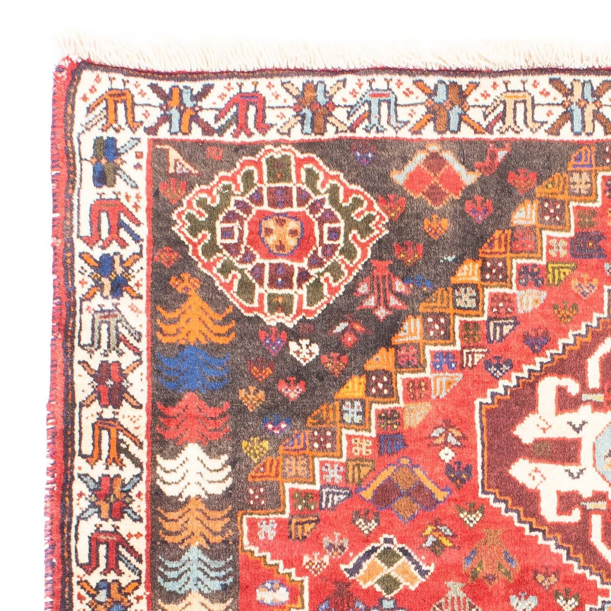 Alfombra persa - Nómada - 150 x 120 cm - rojo oscuro